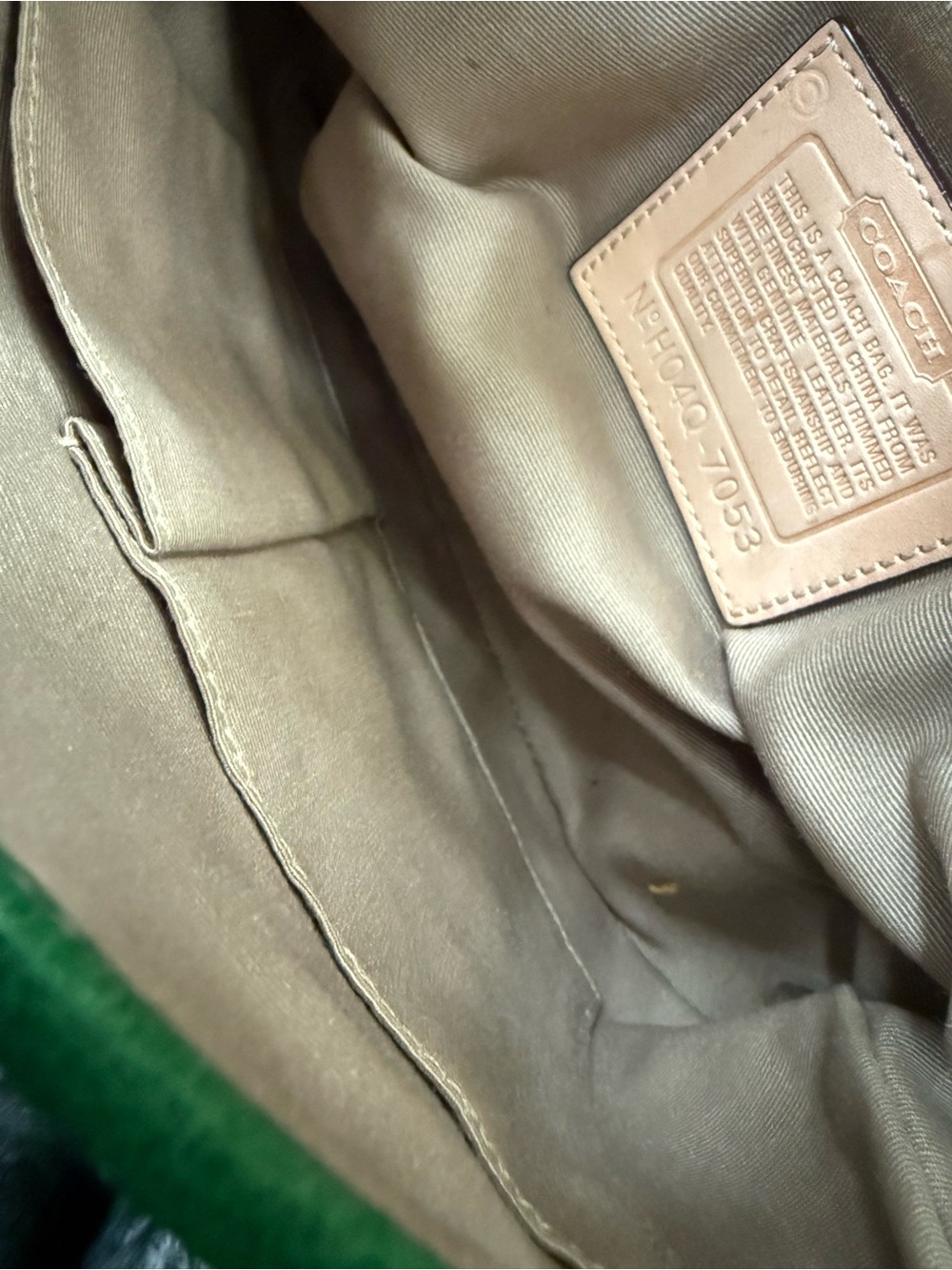 Coach Green, Tan & Blue Signature Canvas Shoulder Bag - Picture 7 of 7